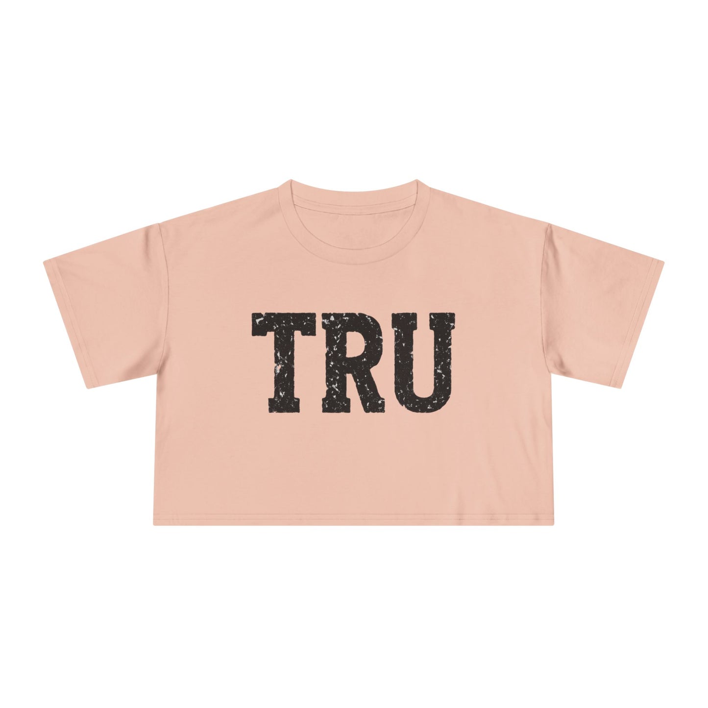 TRU text crop tee | distressed varsity letters, casual graphic top