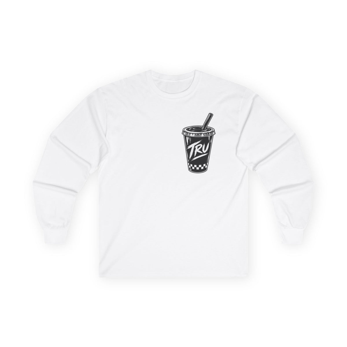 TryRunUp logo graphic Long Sleeve Tee | soda cup chest print