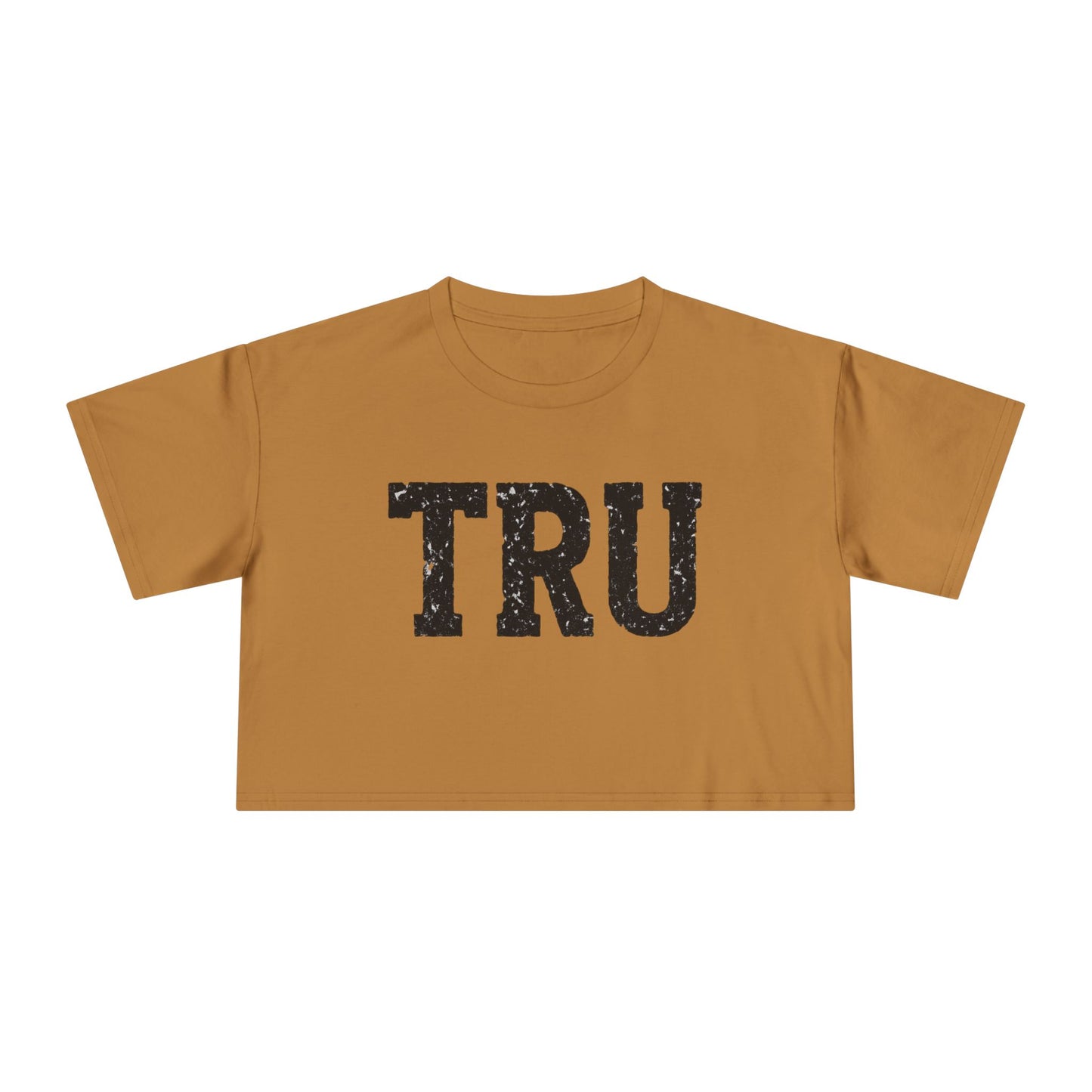 TRU text crop tee | distressed varsity letters, casual graphic top