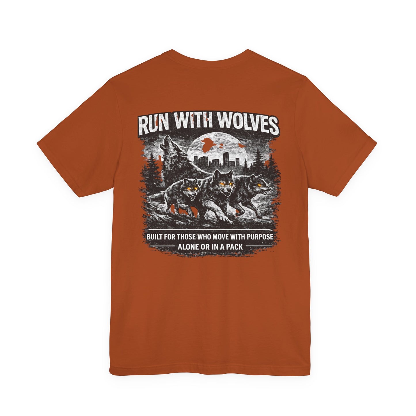 Run With Wolves tee | Wolf pack forest skyline, Motivational nature design