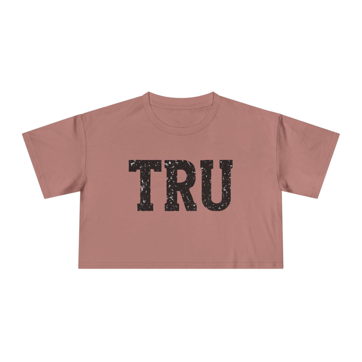 TRU text crop tee | distressed varsity letters, casual graphic top