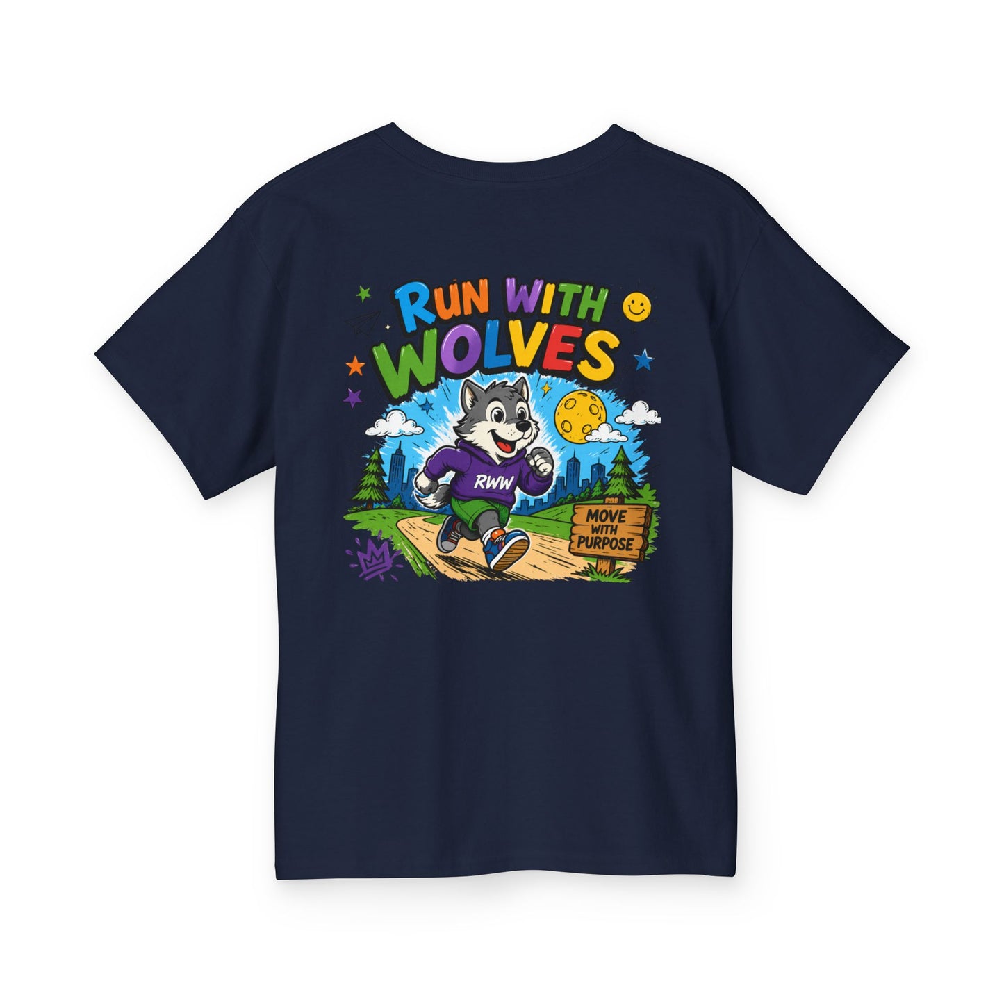 Run With Wolves youth T‑shirt | Wolf Runner Graphic Tee, Kids Outdoor Shirt