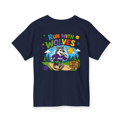 Run With Wolves youth T‑shirt | Wolf Runner Graphic Tee, Kids Outdoor Shirt