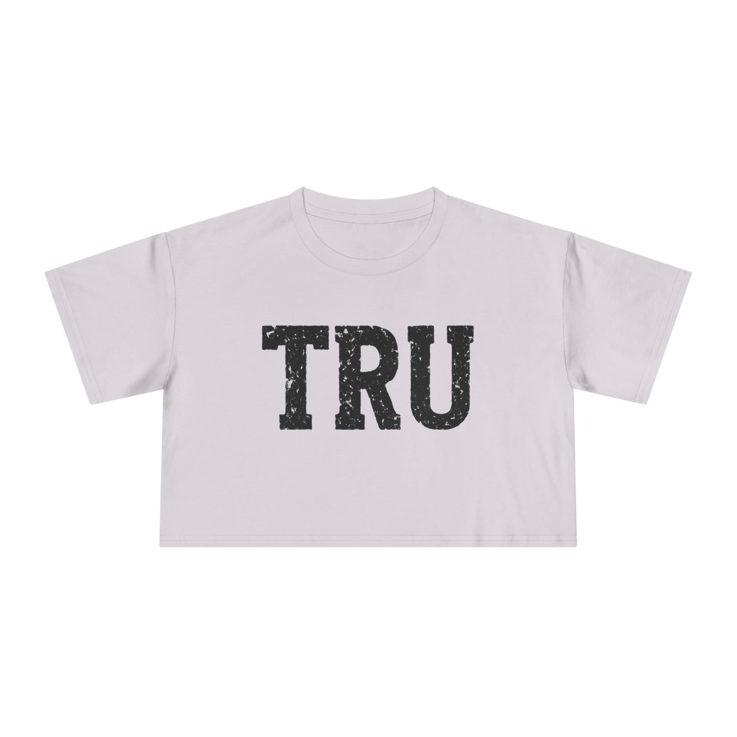 TRU text crop tee | distressed varsity letters, casual graphic top