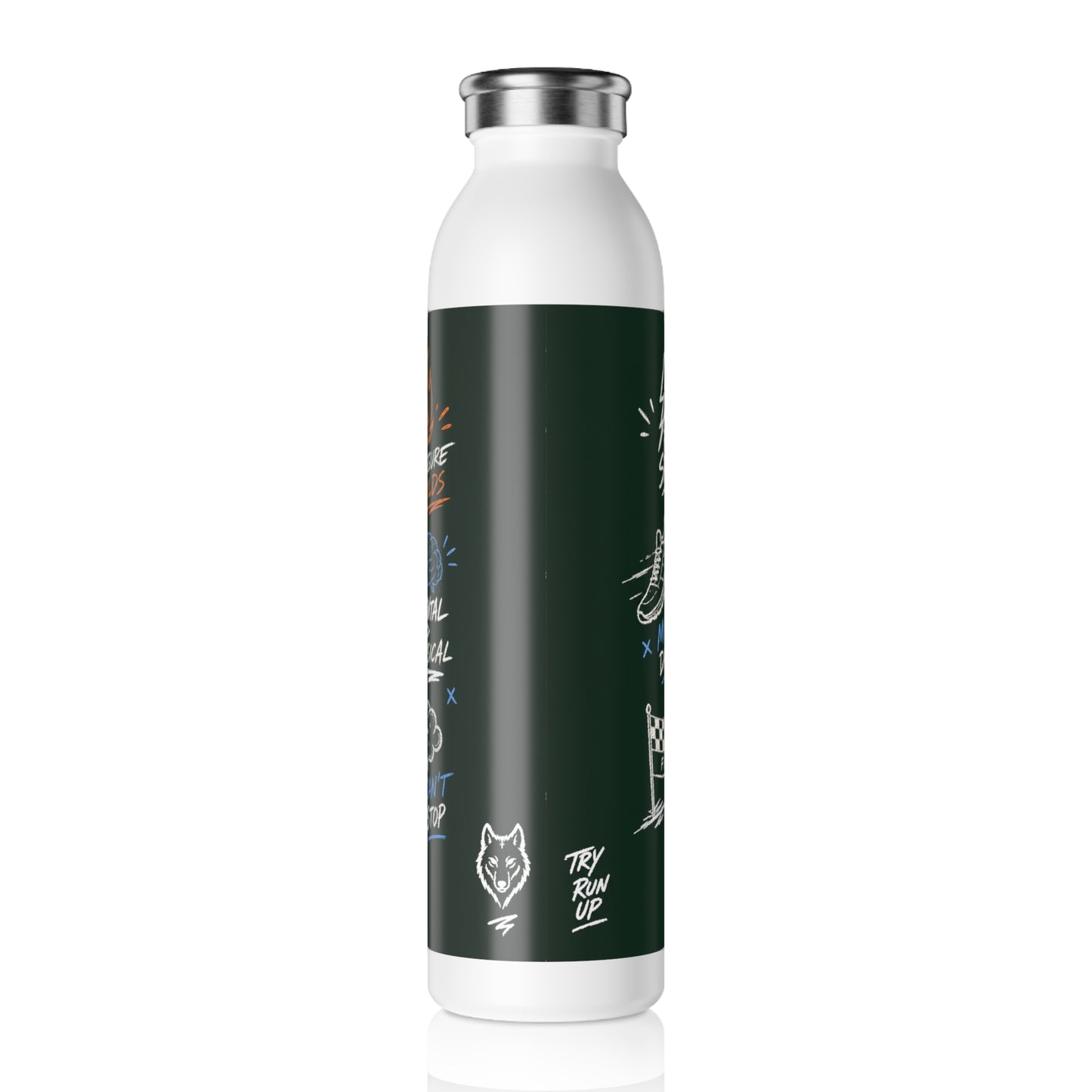Run Mode No Brakes Slim Water Bottle | Running Motivational Design