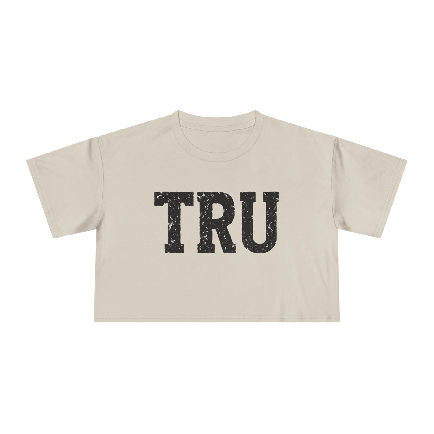 TRU text crop tee | distressed varsity letters, casual graphic top
