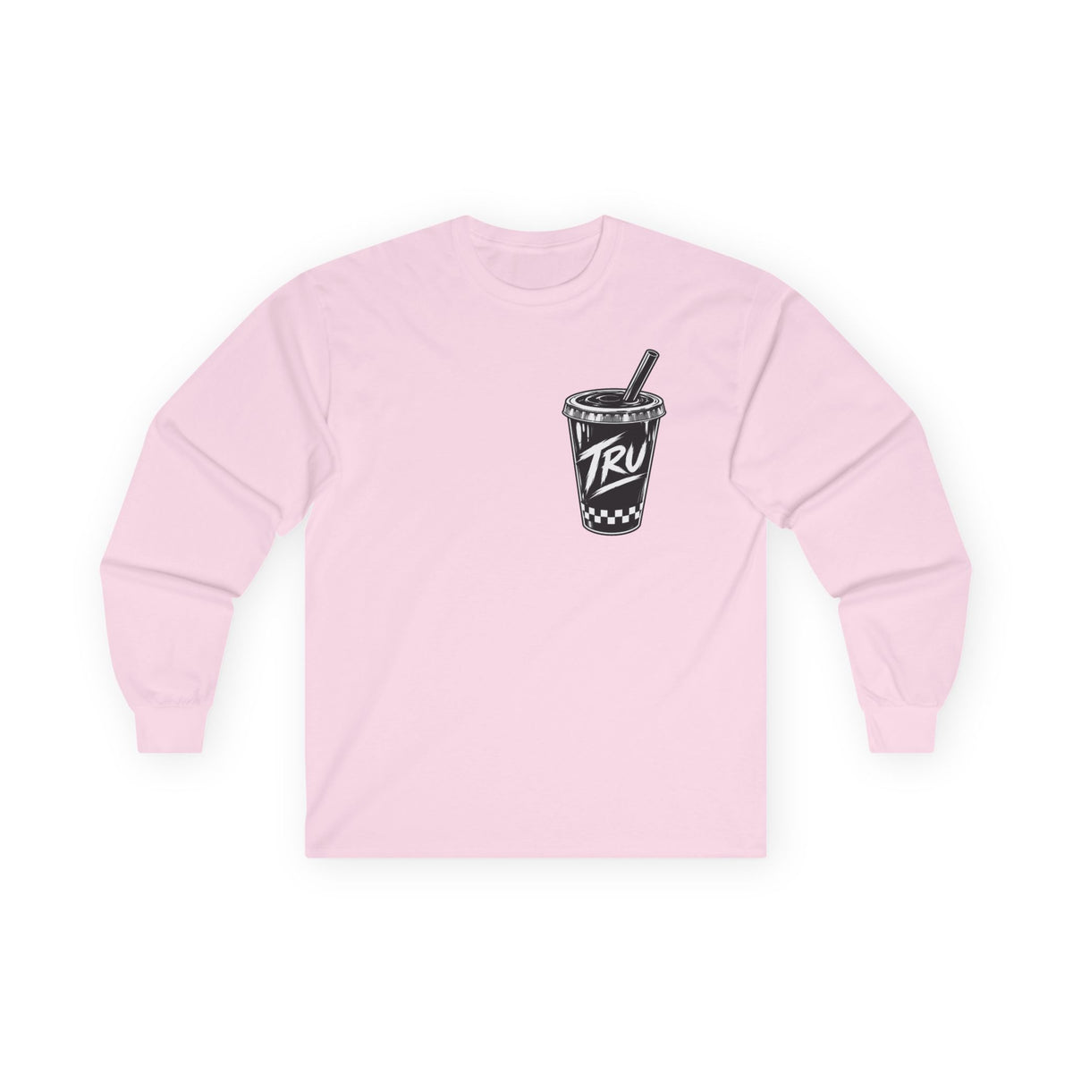 TryRunUp logo graphic Long Sleeve Tee | soda cup chest print