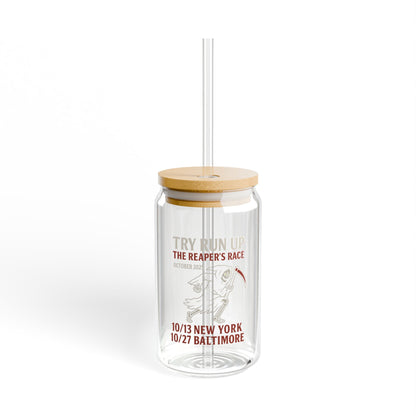 Sipper Glass with Bamboo Lid and Straw |  Try Run Up Design, Eco-Friendly Beverage Container