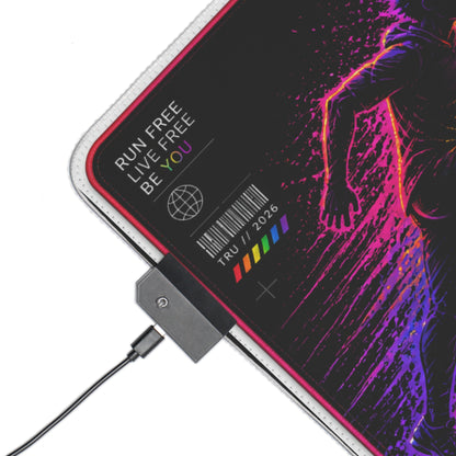 Run Mode LED Gaming Mouse Pad | RGB Lighted Desk Mat, Running Pride Design