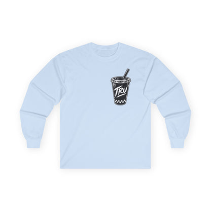 TryRunUp logo graphic Long Sleeve Tee | soda cup chest print