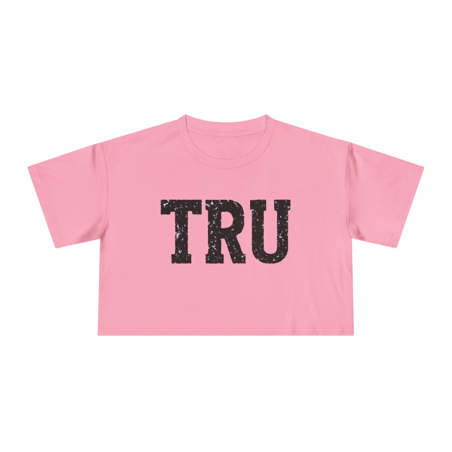TRU text crop tee | distressed varsity letters, casual graphic top