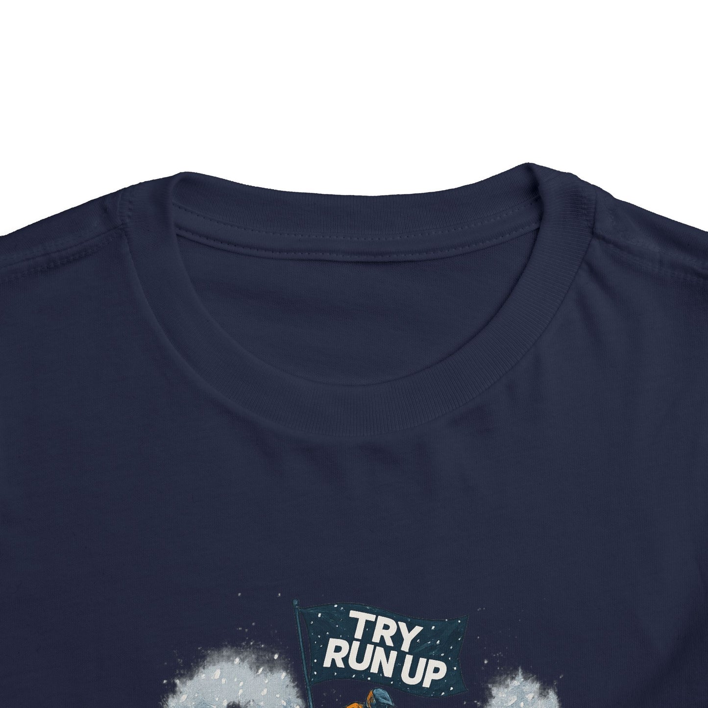 Kids Winter Snowmobiling Run Up Toddler Short Sleeve Tee | Snowmobile Design