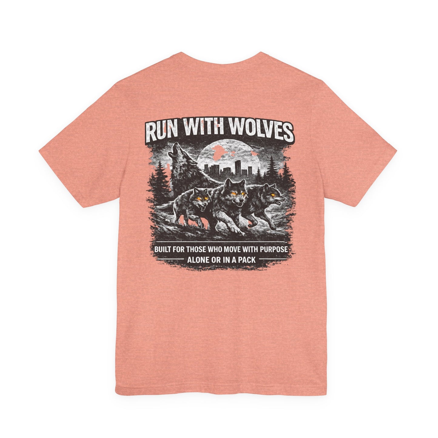 Run With Wolves tee | Wolf pack forest skyline, Motivational nature design