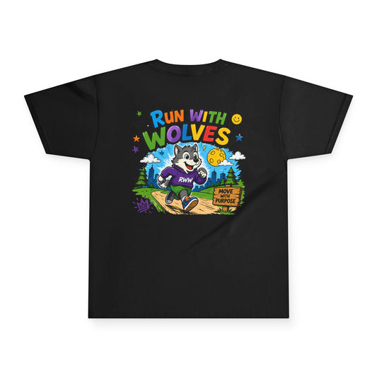 Run With Wolves youth T‑shirt | Wolf Runner Graphic Tee, Kids Outdoor Shirt