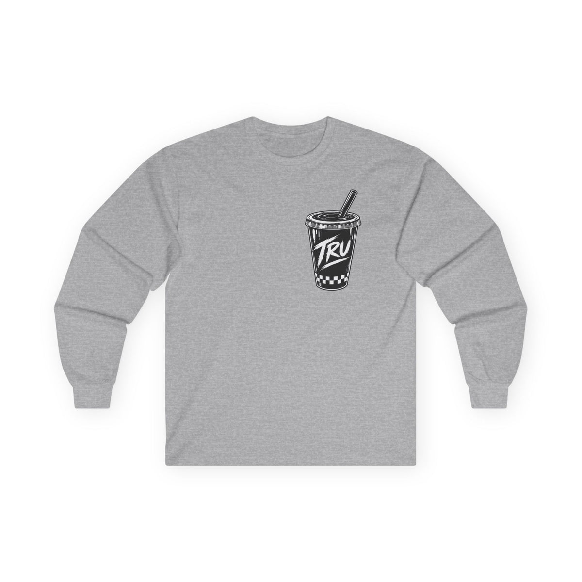 TryRunUp logo graphic Long Sleeve Tee | soda cup chest print