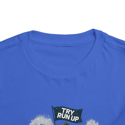 Kids Winter Snowmobiling Run Up Toddler Short Sleeve Tee | Snowmobile Design
