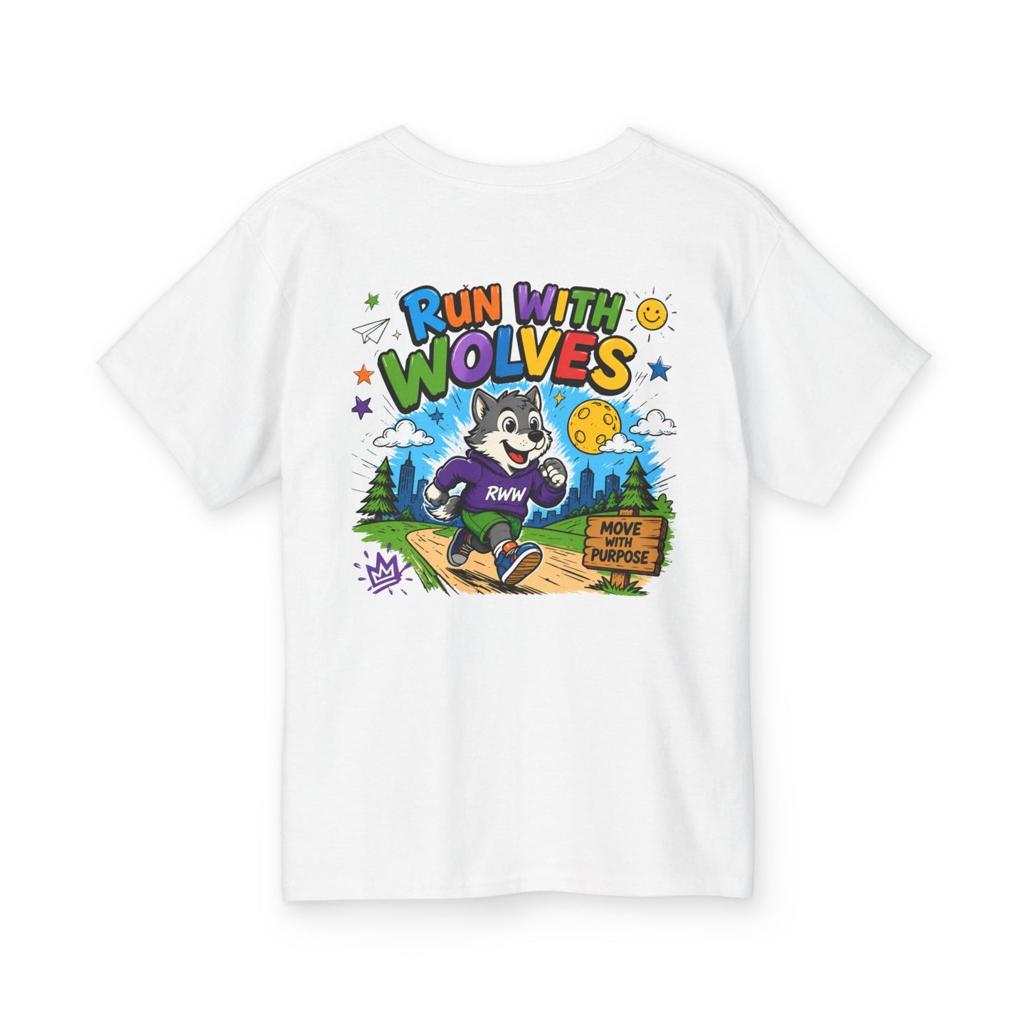 Run With Wolves youth T‑shirt | Wolf Runner Graphic Tee, Kids Outdoor Shirt