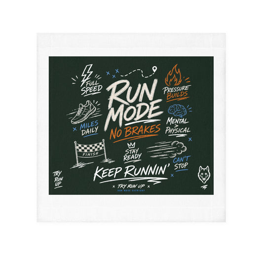 Run Mode No Brakes graphic Face Towel | Motivational Running Design