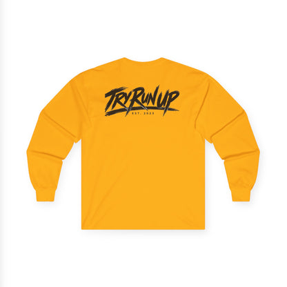 TryRunUp logo graphic Long Sleeve Tee | soda cup chest print