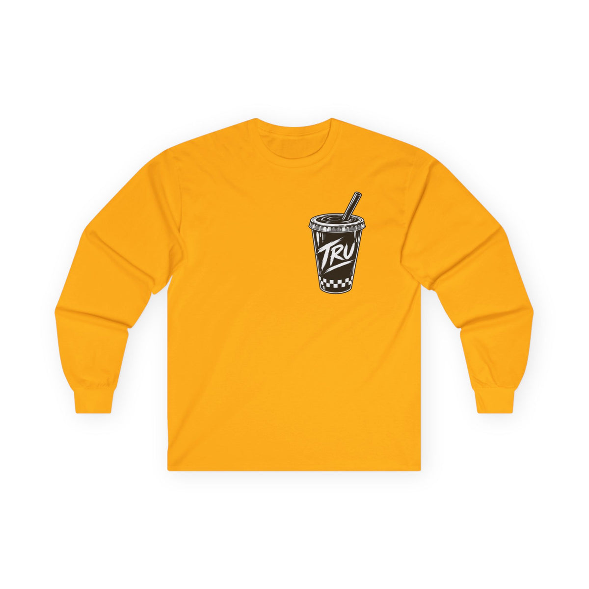 TryRunUp logo graphic Long Sleeve Tee | soda cup chest print