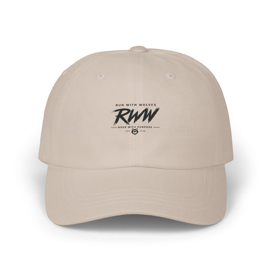 RWW Script Logo Dad Cap — Minimalist White Baseball Hat