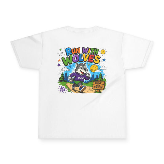 Run With Wolves youth T‑shirt | Wolf Runner Graphic Tee, Kids Outdoor Shirt