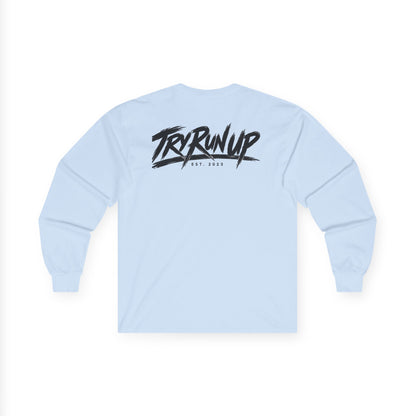TryRunUp logo graphic Long Sleeve Tee | soda cup chest print